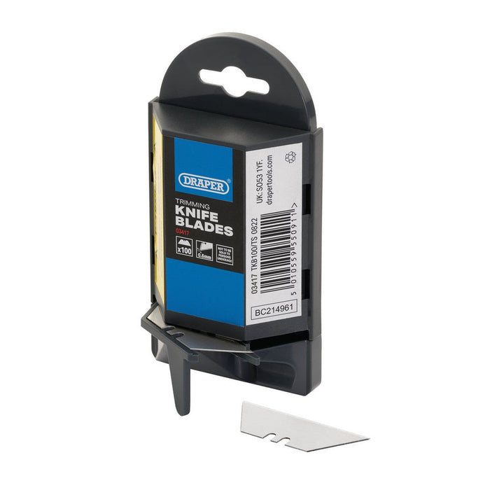 Draper Heavy Duty Trimming Knife Blades with Single Blade Dispenser 100 Pack 03417