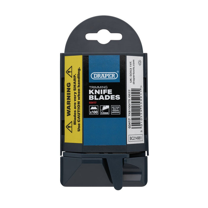 Draper Heavy Duty Trimming Knife Blades with Single Blade Dispenser 100 Pack 03417