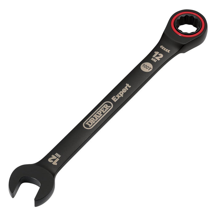 Draper Tools Expert HI-TORQ Metric Ratchet Combination Spanner 12mm Black
