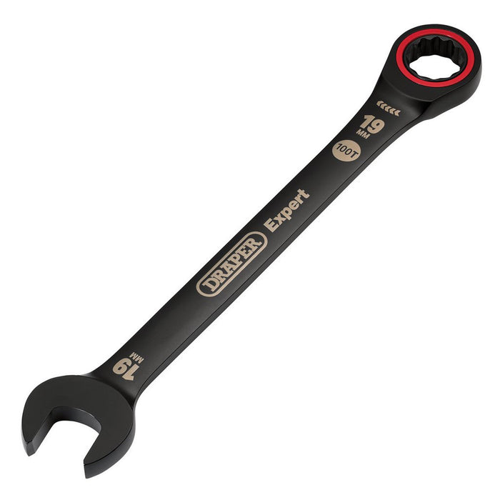 Draper Tools Expert HI-TORQ Metric Ratchet Combination Spanner 19mm Black