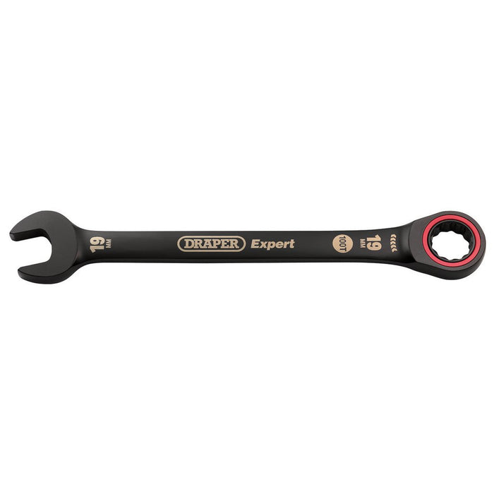 Draper Tools Expert HI-TORQ Metric Ratchet Combination Spanner 19mm Black