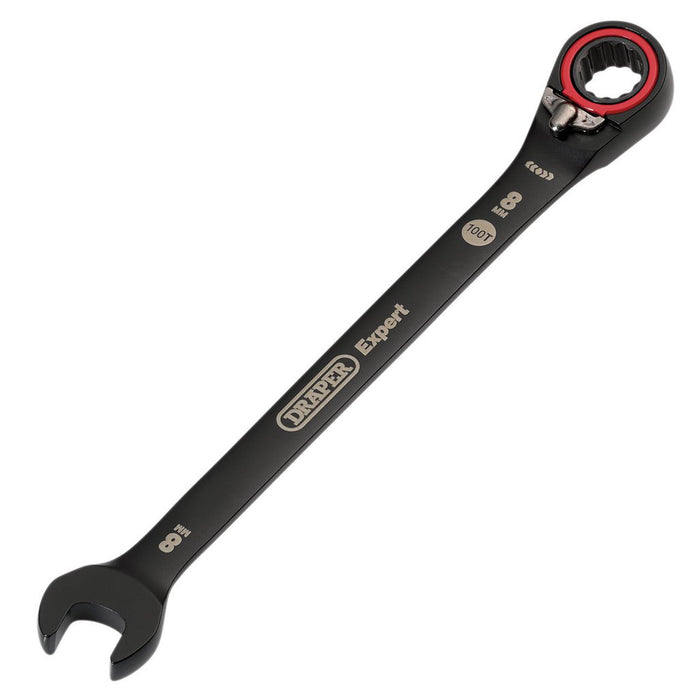 Draper Expert HI-TORQ® Metric Reversible Ratchet Combination Spanner, 8mm, Black