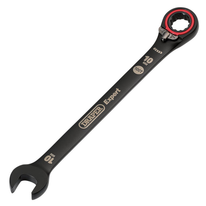 Draper Expert HI-TORQ® Metric Reversible Ratchet Combination Spanner, 10mm, Black