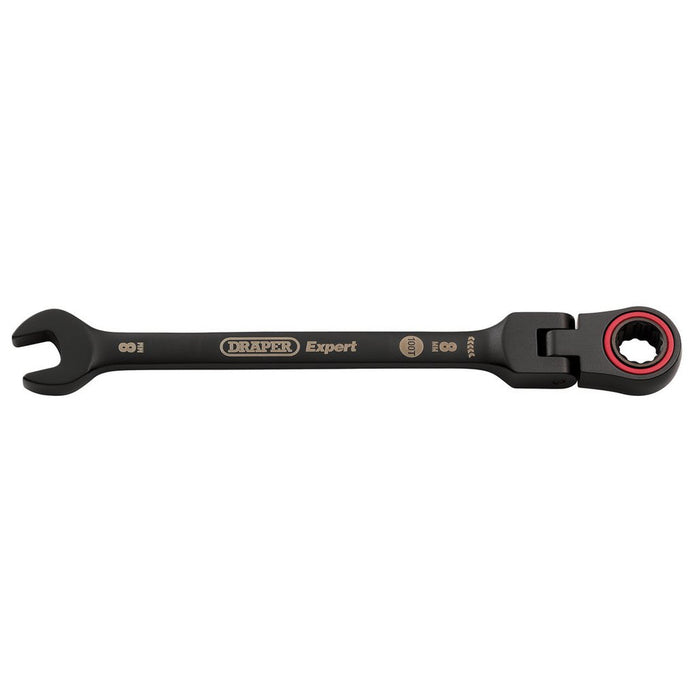 Draper Expert HI-TORQ® Metric Flexible Head Ratchet Combination Spanner, 8mm, Black