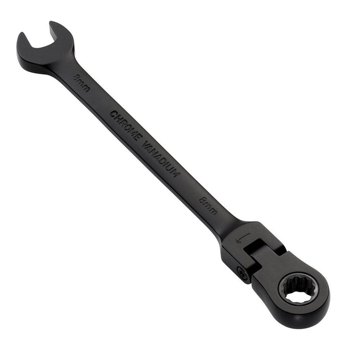 Draper Expert HI-TORQ® Metric Flexible Head Ratchet Combination Spanner, 8mm, Black