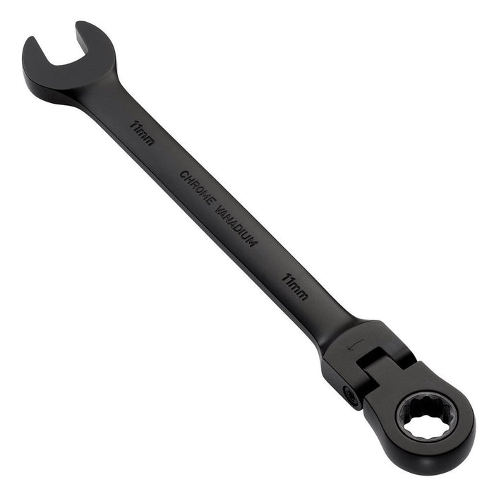 Draper Expert HI-TORQ® Metric Flexible Head Ratchet Combination Spanner, 11mm, Black