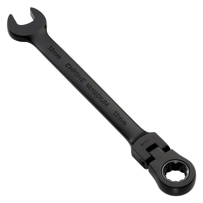 Draper Expert HI-TORQ® Metric Flexible Head Ratchet Combination Spanner, 12mm, Black