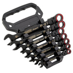 Draper Tools Expert HI-TORQ Metric Flexible Head Ratchet Combination Spanner Set Black 7 Pce