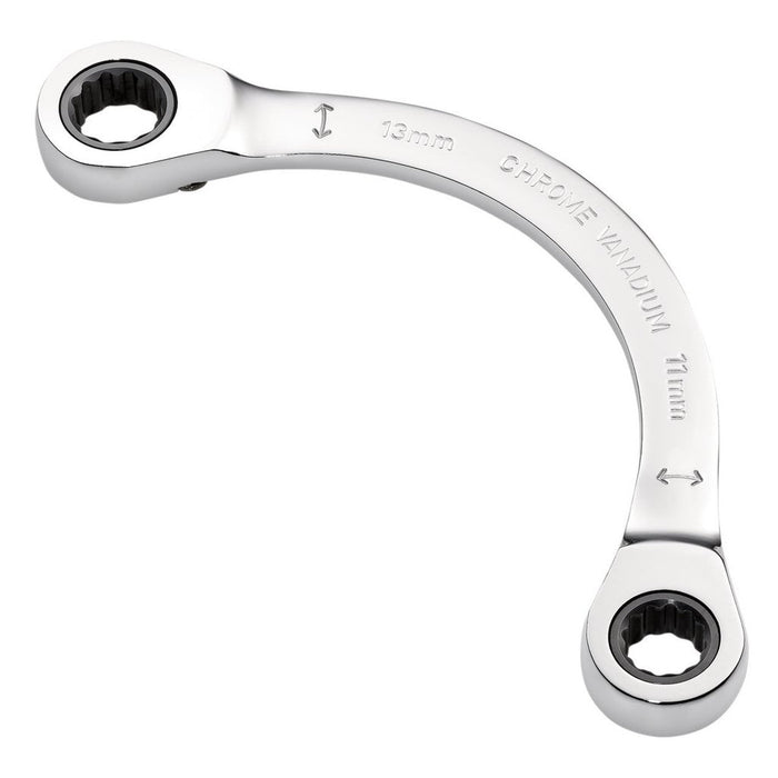 Draper Expert HI-TORQ® Double Ring Ratchet Half Moon Spanner, 11 x 13mm