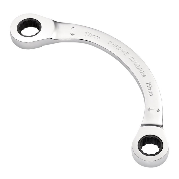 Draper Expert Hi-Torq Double Ring Ratchet Half Moon Spanner, 15 x 17mm