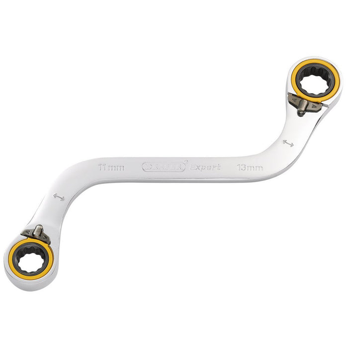 Draper Expert Hi-Torq Double Ring Ratchet S-Shape Spanner, 11x13mm