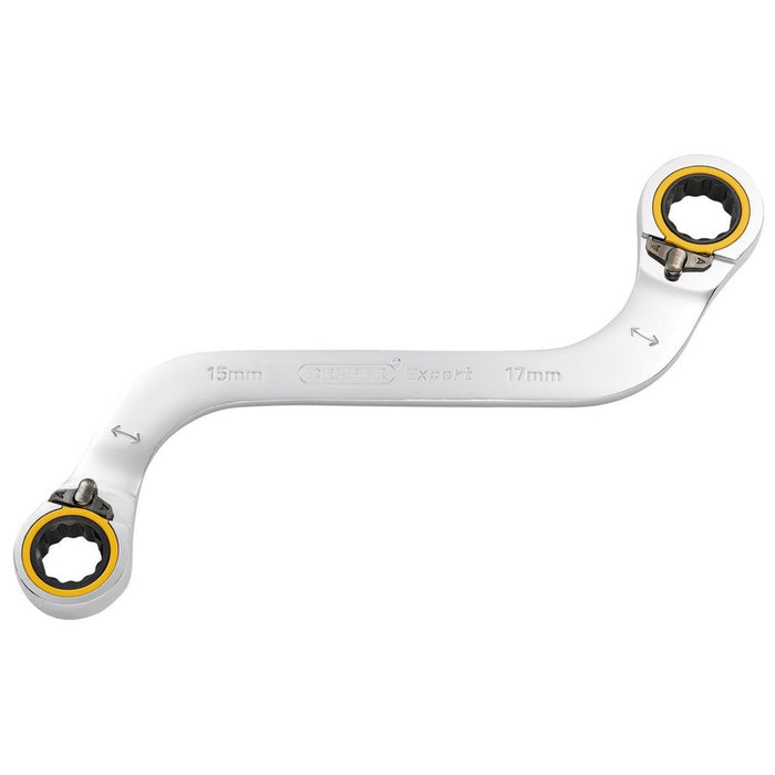 Draper Expert Hi-Torq Double Ring Ratchet S-Shape Spanner 15x17mm