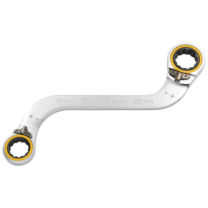 Draper Expert Hi-Torq Double Ring Ratchet S-Shape Spanner 19x22mm