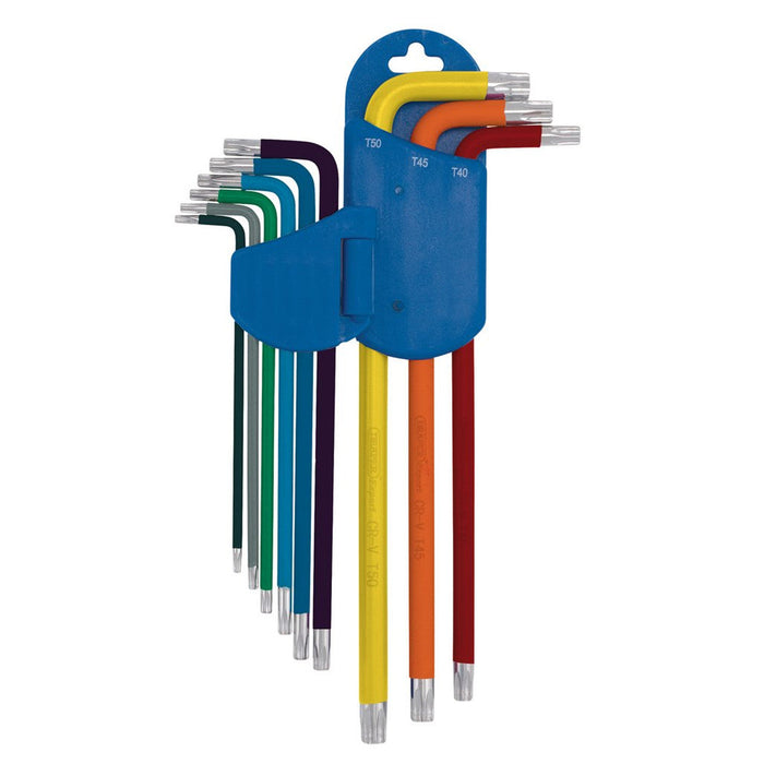 Draper Expert TX-Star (Torx) Metric Extra-Long Arm Key Set, Colour Code, 9 Pce