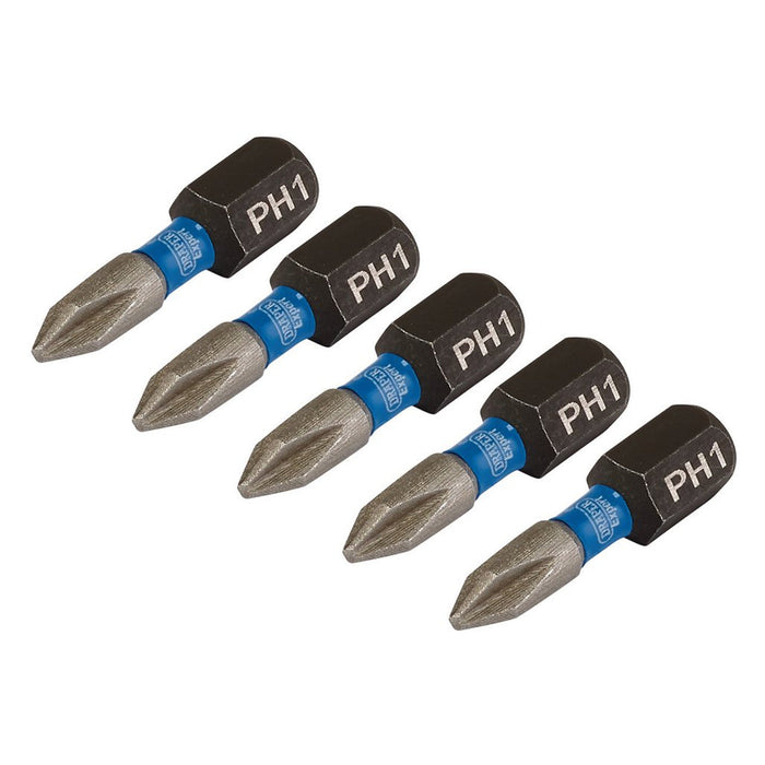 Draper Expert Cross Slot/PH Type Impact Screwdriver Bits PH1 x 25mm 1/4