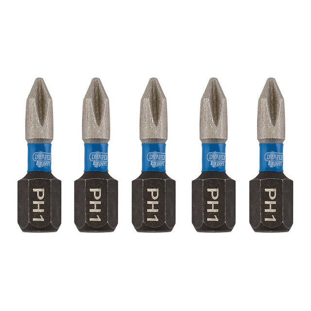 Draper Expert Cross Slot/PH Type Impact Screwdriver Bits PH1 x 25mm 1/4