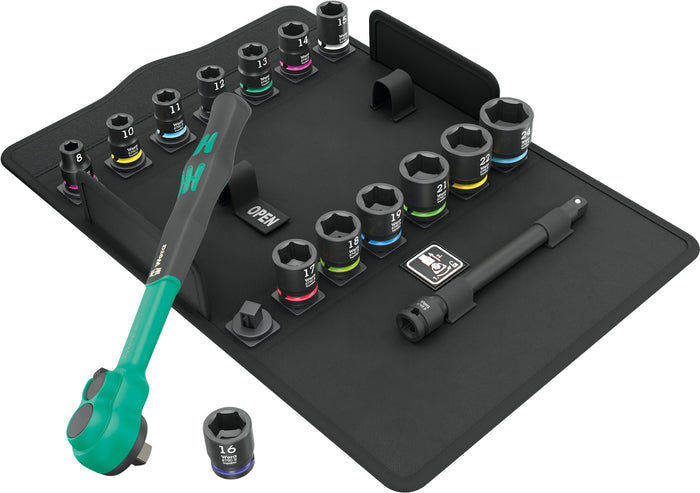 Wera 8100 SB 12 Zyklop Comfort Ratchet Set Reversing Lever 3/8