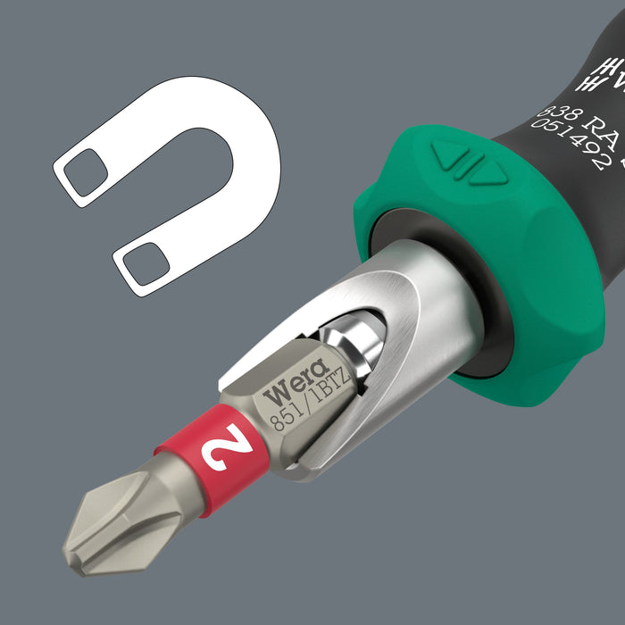 Wera 838 RA S Bit-Holding Handle Screwdriver with Ratchet Functionality 1/4