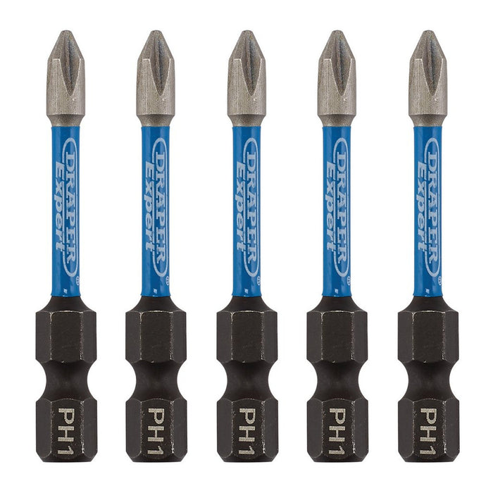 Draper Expert Cross Slot/PH Type Impact Screwdriver Bits PH1 x 50mm 1/4