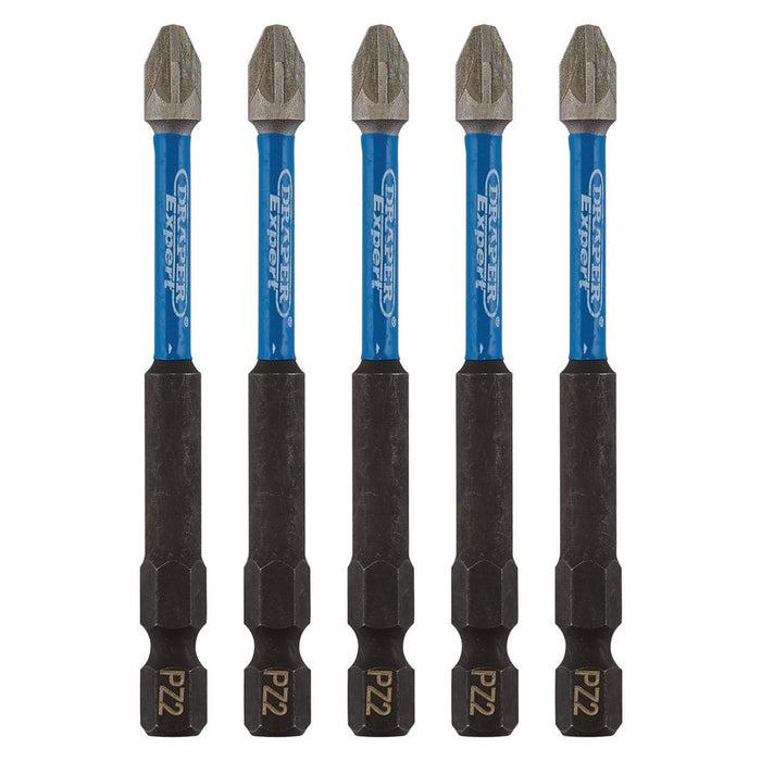 Draper Expert PZ-Type Impact Screwdriver Bits No.2 x 75mm 1/4