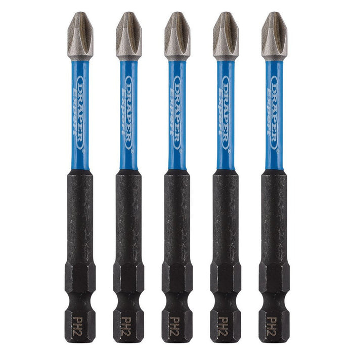 Draper Expert Cross Slot/PH Type Impact Screwdriver Bits PH2 x 75mm 1/4