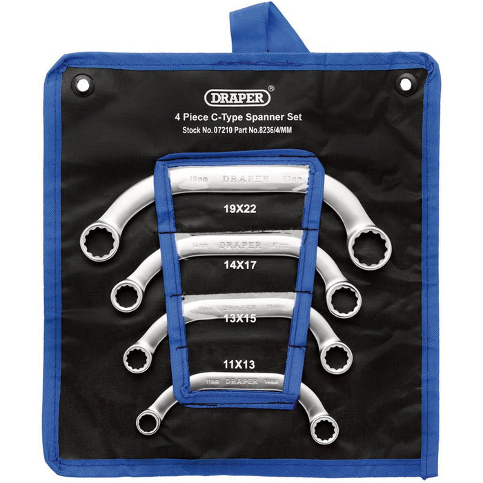 Draper Tools HI-TORQ® Half Moon Obstruction Ring Spanner Set (4 Piece) 07210