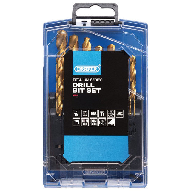 HSS Titanium Nitride Coated Drill Bit Set (19 Piece)