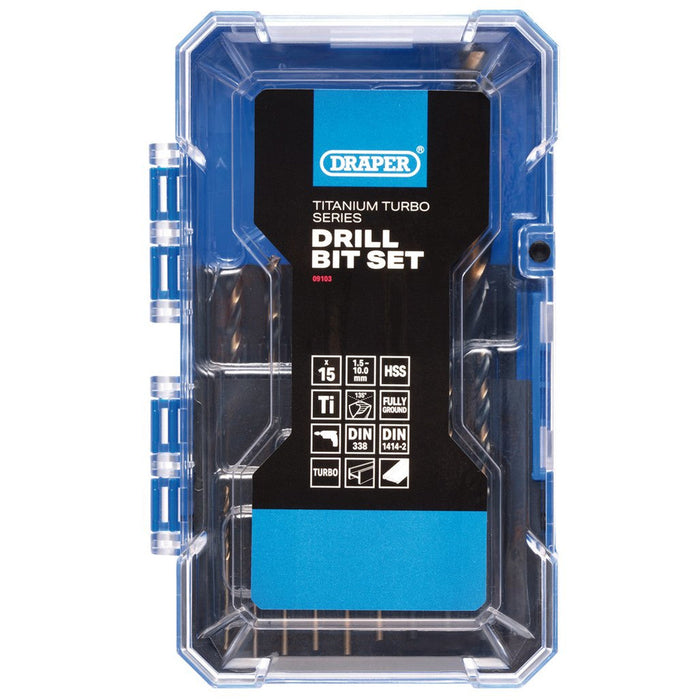 Draper HSS Turbo Titanium Drill Bit Set (19 Piece)
