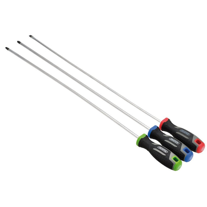 Draper Long Reach Soft Grip Screwdriver Set 3 Piece