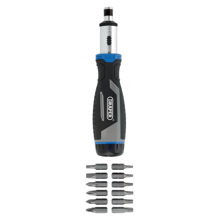 Draper Soft Grip Ratchet Screwdriver & Bit Set 1/4