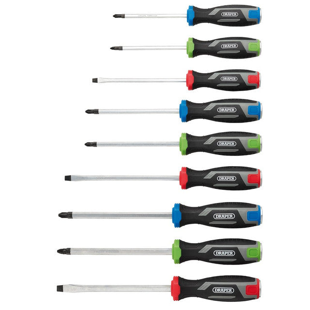 Draper Pound Thru Soft Grip Screwdriver Set 9 Piece