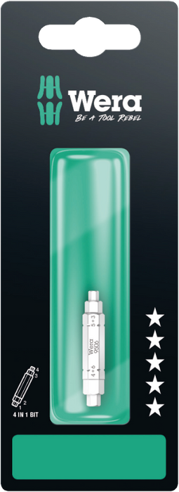 Wera 9506 SB 4-in-1 Bit 1 For Hex Socket Screw Sizes 3, 4, 5, 6mm