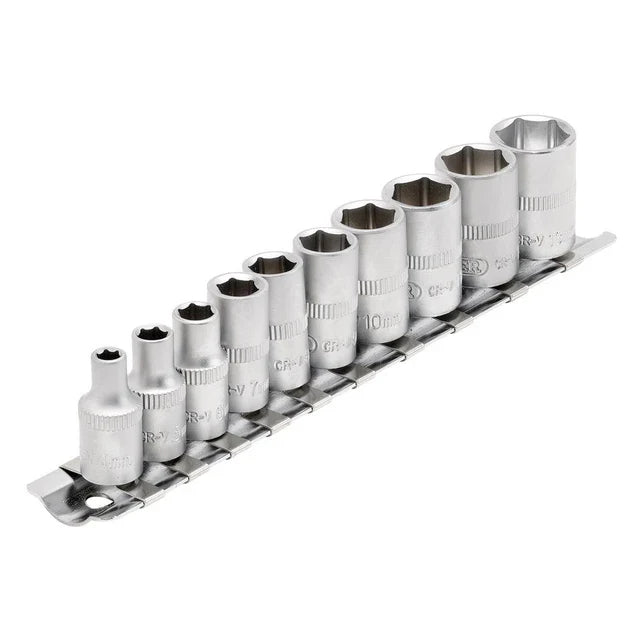 Draper Tools 1/4 Sq. Dr. Metric Sockets on Metal Rail (10 piece)