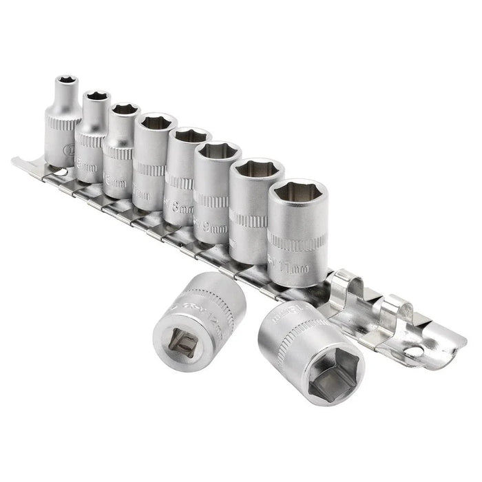 Draper Tools 1/4 Sq. Dr. Metric Sockets on Metal Rail (10 piece)