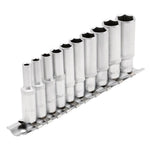 Draper Tools 1/4 Sq. Dr. Metric Deep Sockets on Metal Rail (10 piece)
