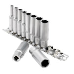 Draper Tools 1/4 Sq. Dr. Metric Deep Sockets on Metal Rail (10 piece)