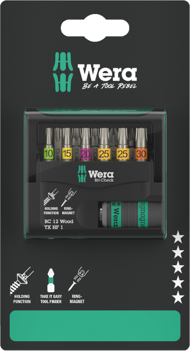 Wera Bit-Check 12 Wood Torx HF 1 SB 12 Pce Set 073641