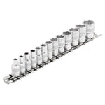 Draper Tools 1/4 Sq. Dr. Metric Socket Set on Metal Rail (13 Piece)