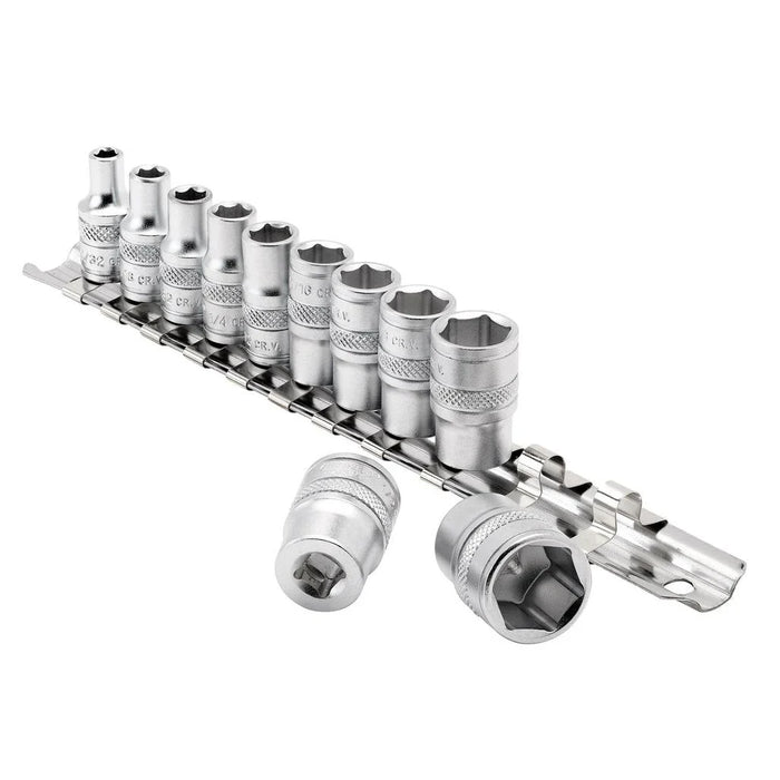 Draper Expert Imperial Socket Set on a Metal Rail, 1/4