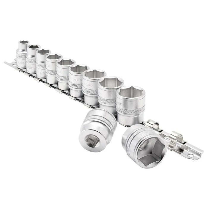 Draper Expert Imperial Socket Set on a Metal Rail, 3/8