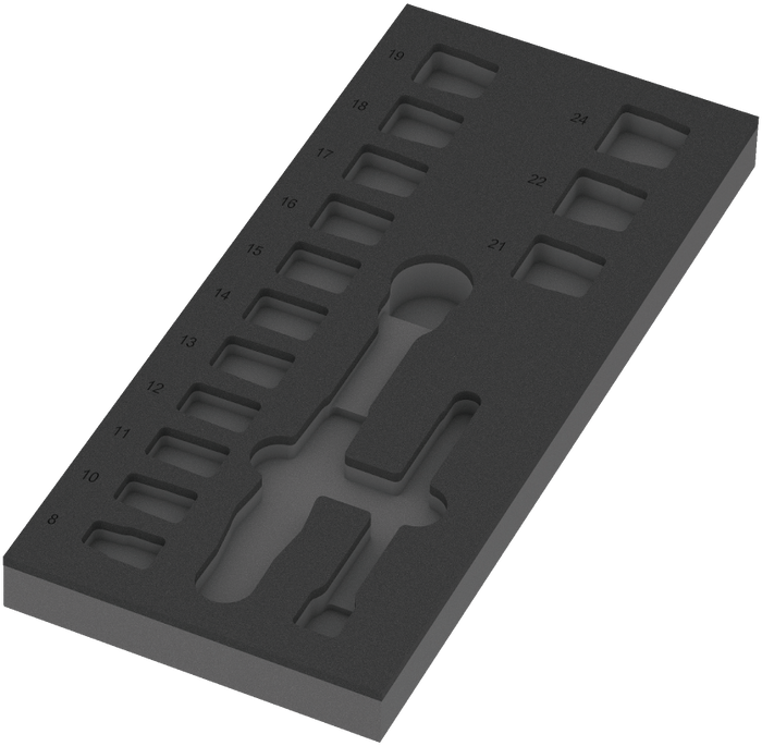 Wera 9824 Foam Insert 8010 B Zyklop Comfort Ratchet Set 1, 3/8