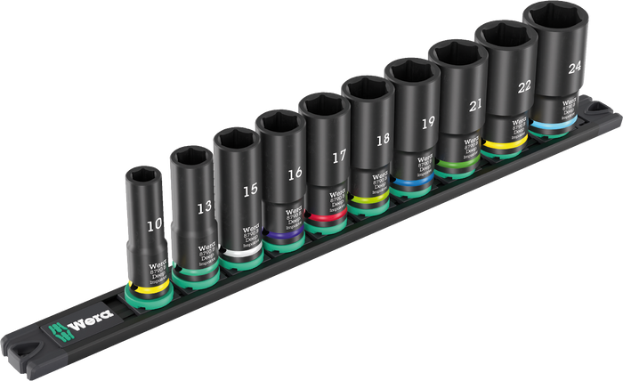 Wera 9660 Magnetic Rail B Impaktor Deep 1 Socket Set, 3/8