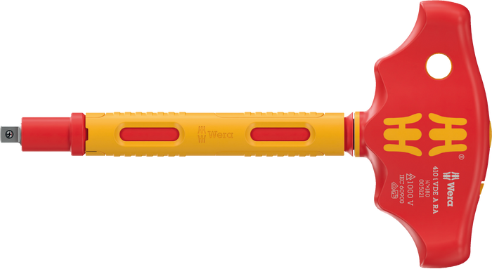 Wera 410 i VDE A RA VDE T-Handle Adapter Screwdriver with Ratchet Function for 1/4