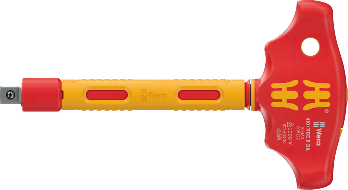 Wera 410 i VDE A RA VDE T-Handle Adapter Screwdriver with Ratchet Function for 3/8