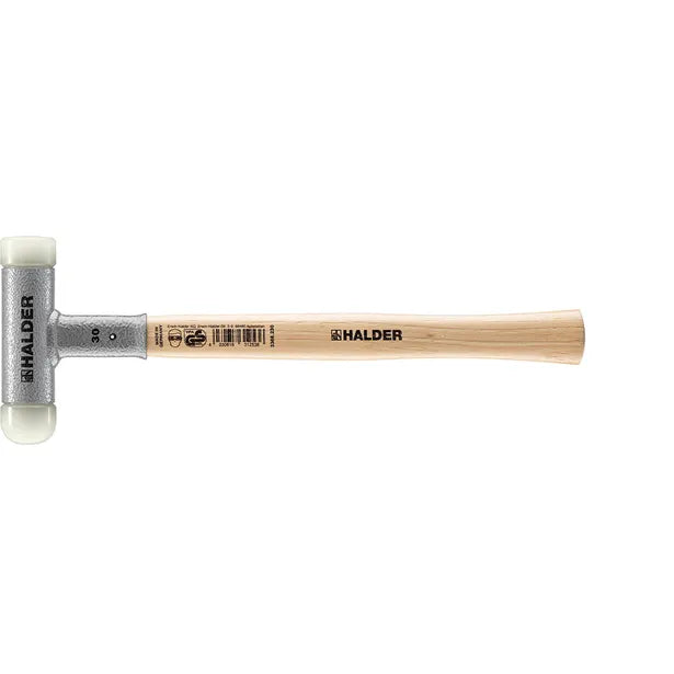 Halder Soft-Face Mallet Non-Rebound Hickory Handle Ø 25mm Nylon Rounded Insert 325g