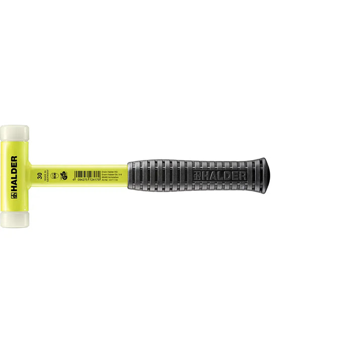 Halder Soft-Face Mallet Non-Rebound Break-Proof Steel Tube Handle Yellow Coated Ø 30mm Nylon