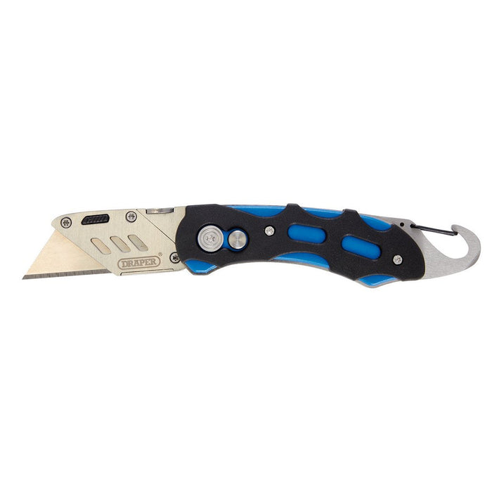 Draper Tools Folding Trimming Knife with Belt Clip Blue 24383