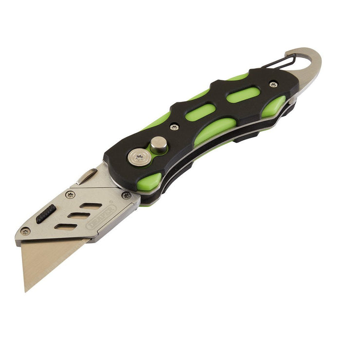 Draper Tools Folding Trimming Knife with Belt Clip (Green/Orange) 24424