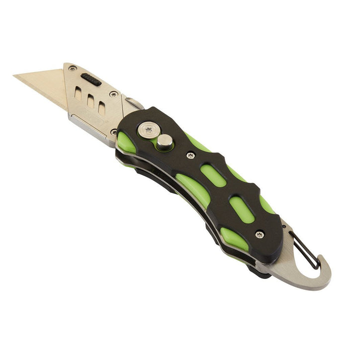 Draper Tools Folding Trimming Knife with Belt Clip (Green/Orange) 24424