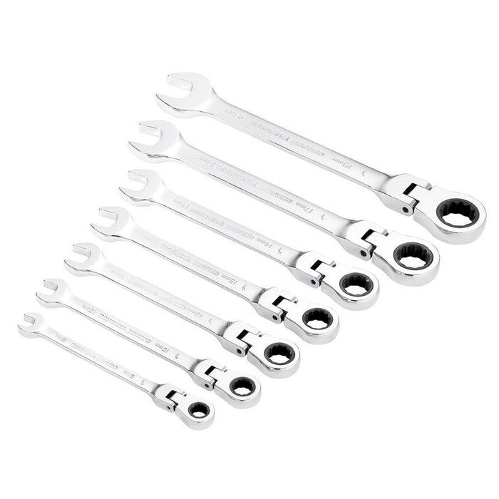 Draper Tools Hi-Torq® Metric Flexible Head Ratcheting Combination Spanner Set, 7 Pce